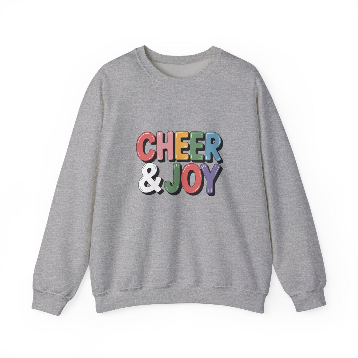 Cheer & Joy Christmas Sweatshirt – Colorful Holiday Bubble Letter Crewneck