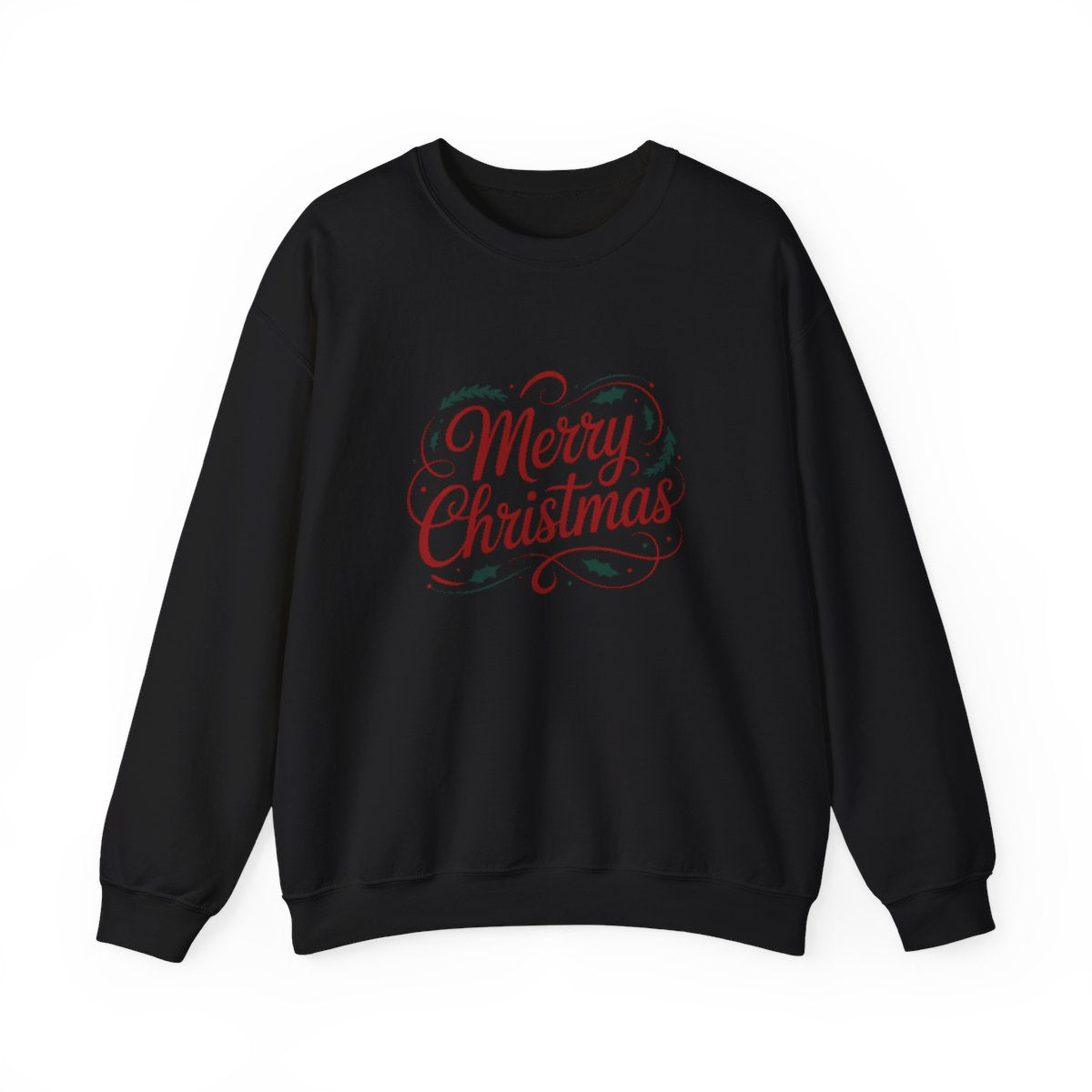 Merry Christmas Script Sweatshirt – Classic Red & Green Holiday Crewneck