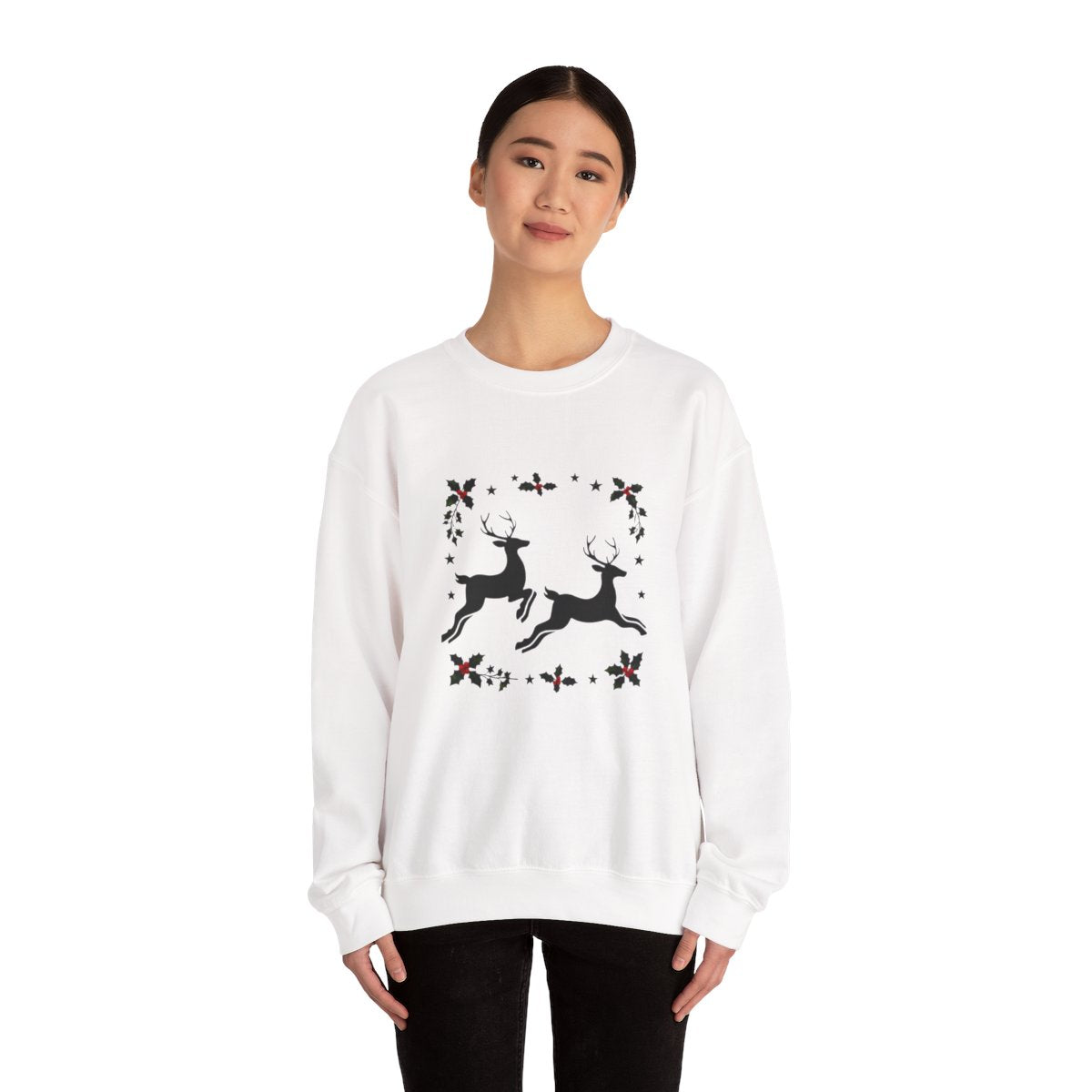 Nordic Reindeer Christmas Sweatshirt – Cozy Minimal Holiday Crewneck