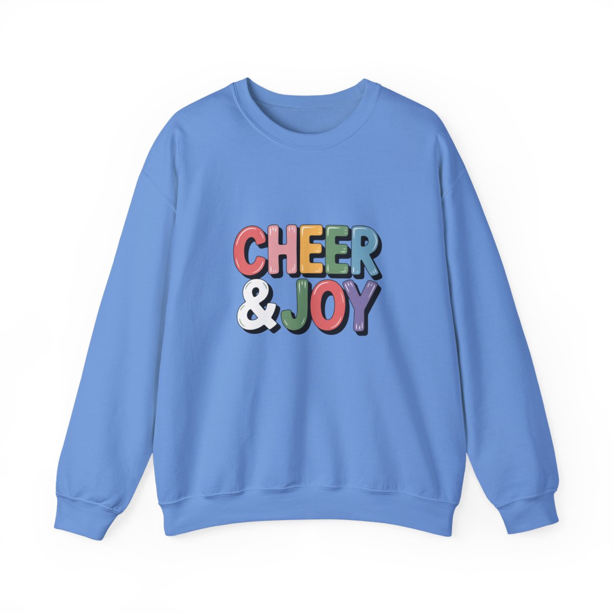 Cheer & Joy Christmas Sweatshirt – Colorful Holiday Bubble Letter Crewneck
