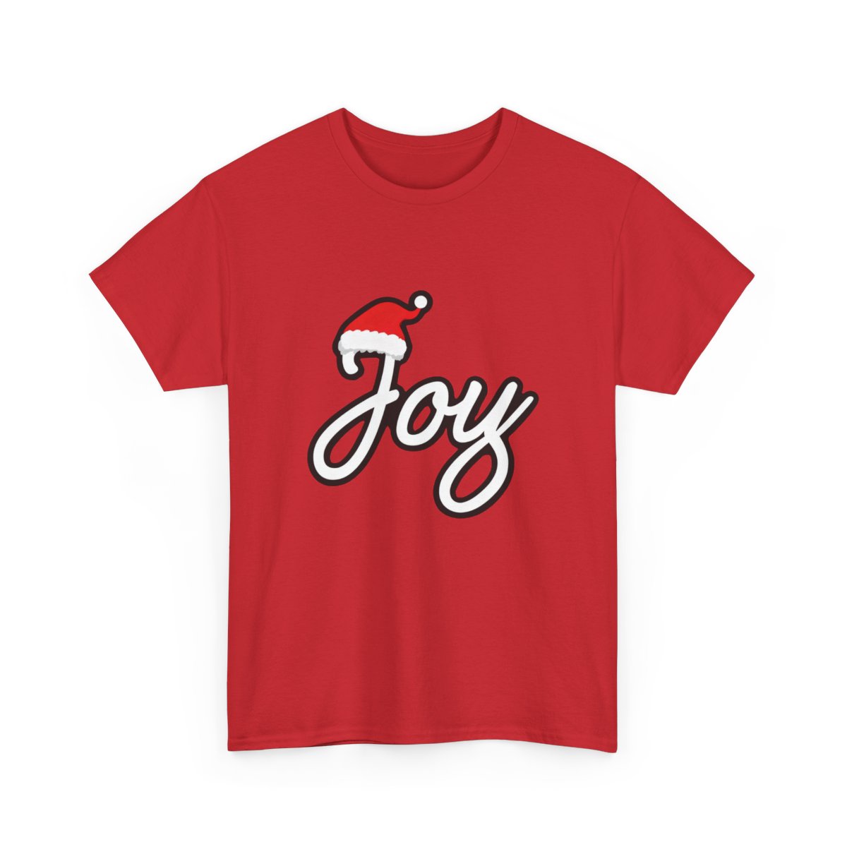 Joy Christmas T-Shirt – Minimal Script Santa Hat Holiday Tee