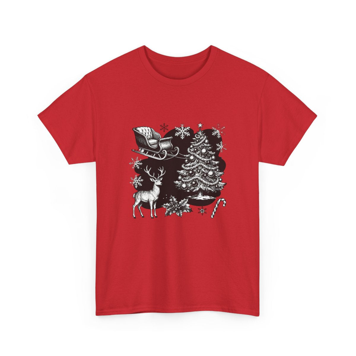 Vintage Christmas Scene T-Shirt – Classic Holiday Sketch Tee