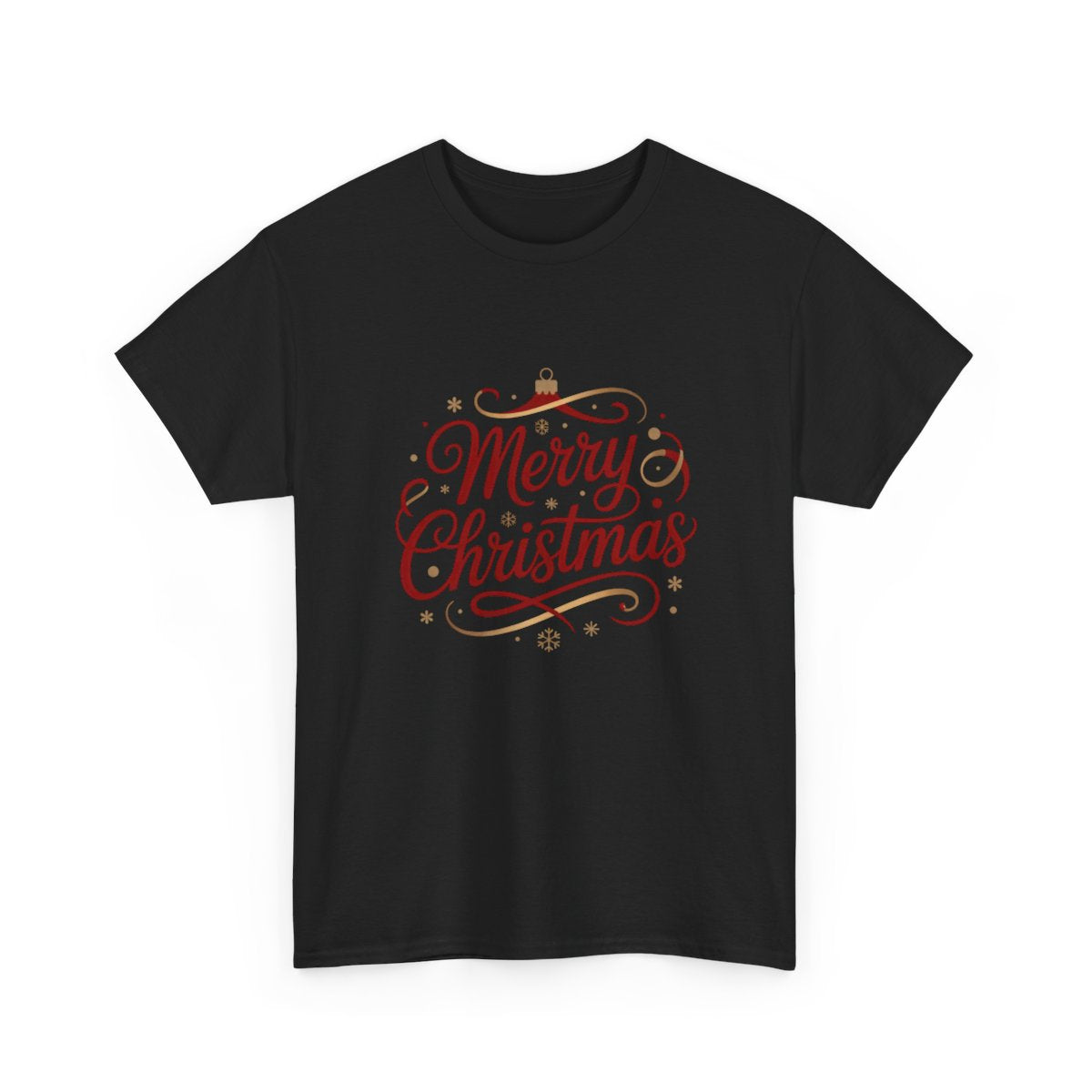 Merry Christmas T-Shirt – Elegant Red & Gold Holiday Script Tee