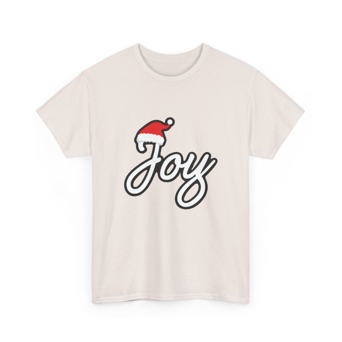 Joy Christmas T-Shirt – Minimal Script Santa Hat Holiday Tee